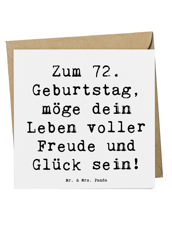 Deluxe Karte 72. Geburtstag Freude mit Spruch in Weiß