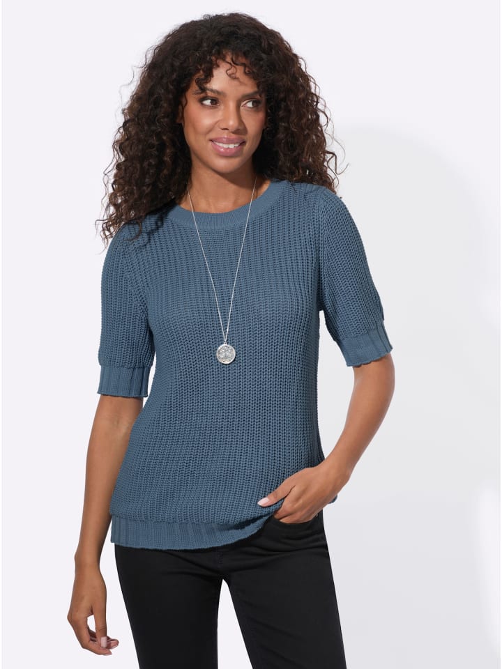 Kurzarm-Pullover in rauchblau