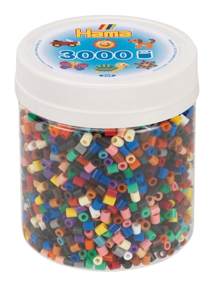 Dose mit 3000 Midi-Bügelperlen Vollton Mix 67 - 22 Farben - ab 5 Jahren