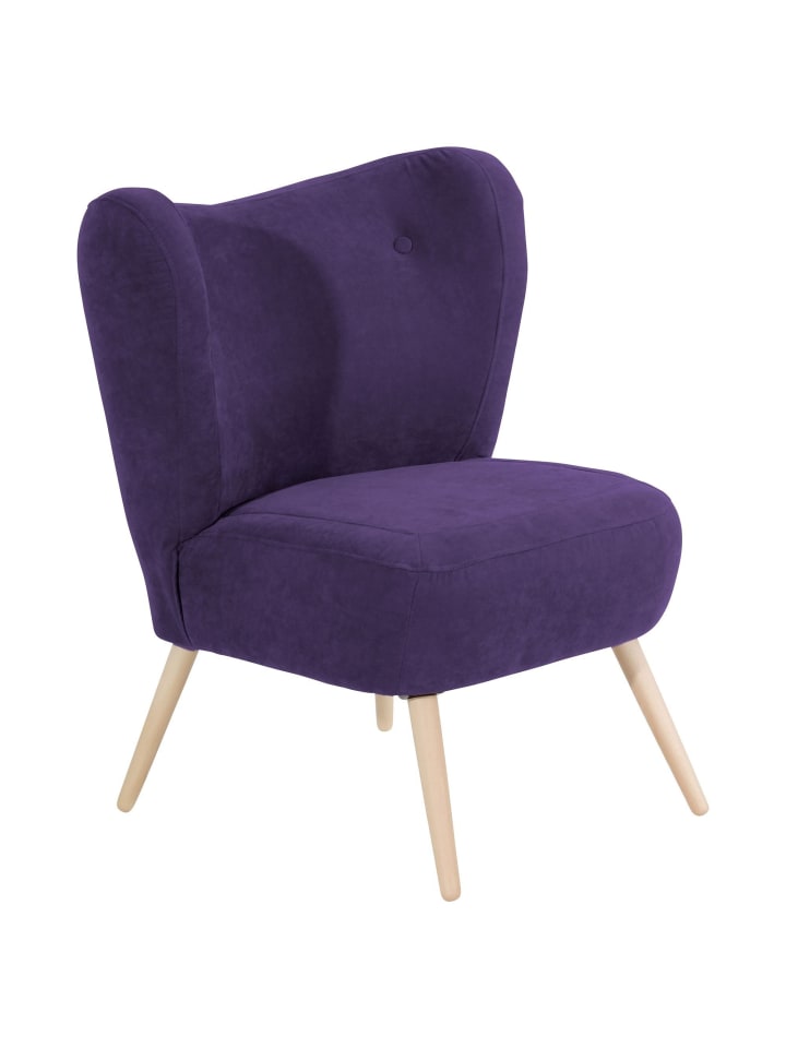 SESSEL Kathy Bezug Veloursstoff Buche natur / violett