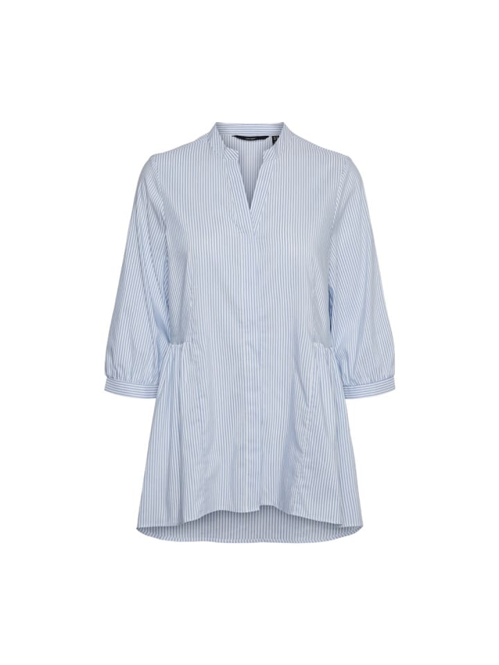 Langarmbluse in Snow White-CASHMERE BLUE