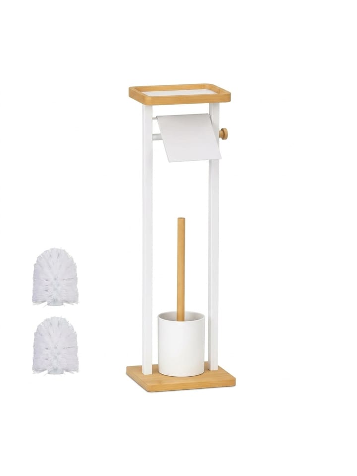 WC-Garnitur in Weiß/ Natur - (B)20 x (H)73,5 x (T)20 cm