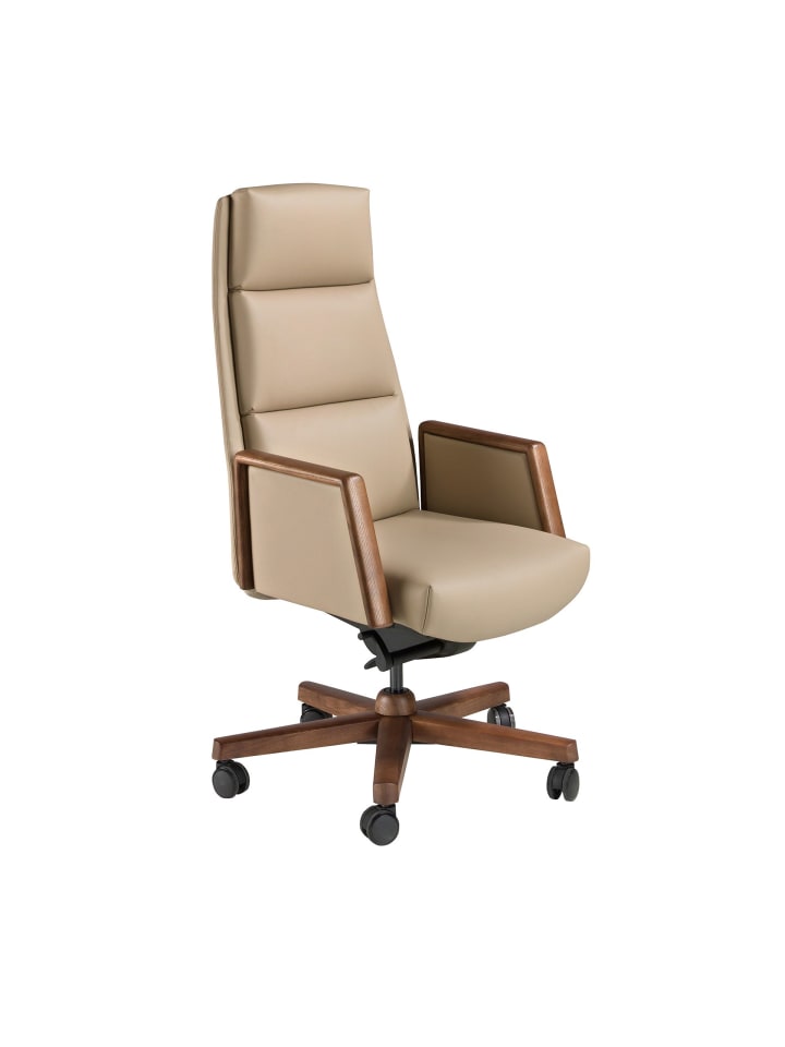 Büro-Drehstuhl 4213 in Walnuss / Nerz – (B)68 x (H)70 x (T)120 cm
