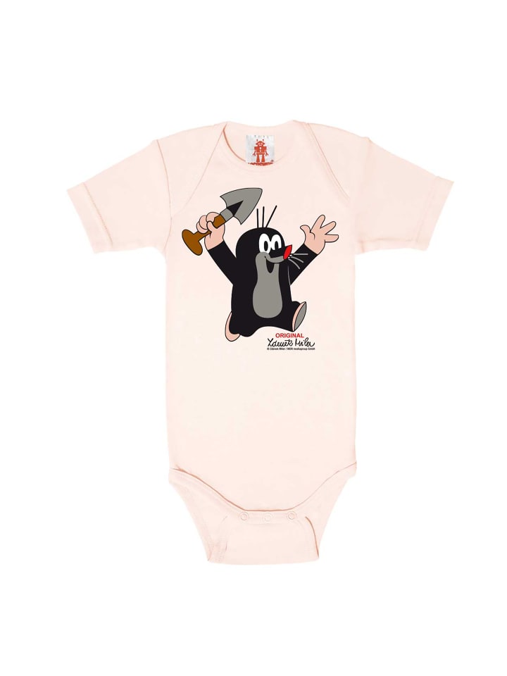 Babybody mit Print Der kleine Maulwurf in hellrosa
