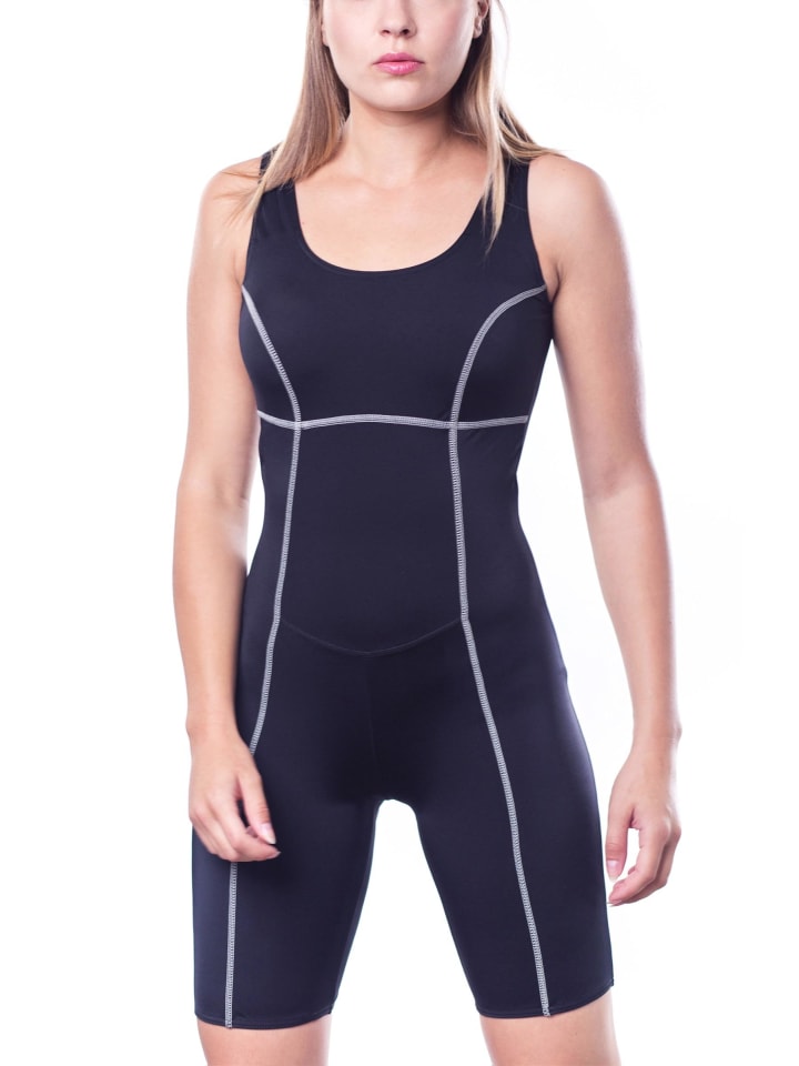 Aquarti Damen Schwimmanzug mit Bein Geschlossener Rücken in schwarz Modell 1