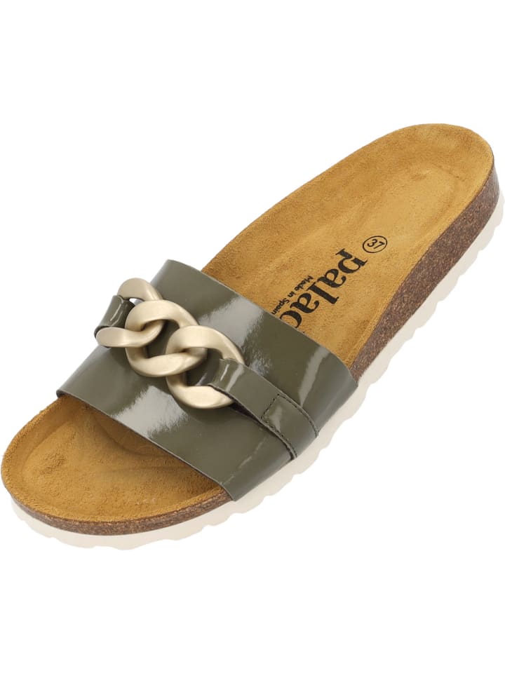 Pantoletten Gozo in Khaki Lack