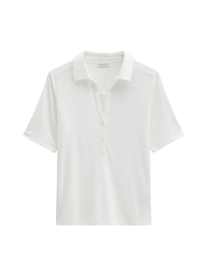 Jerseybluse im Polo-Stil regular in White Cotton