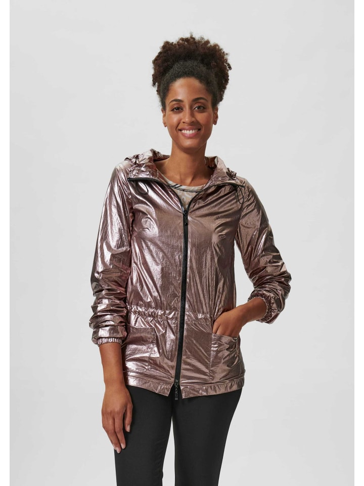 Kapuzenjacke im Metallic-Look in platin