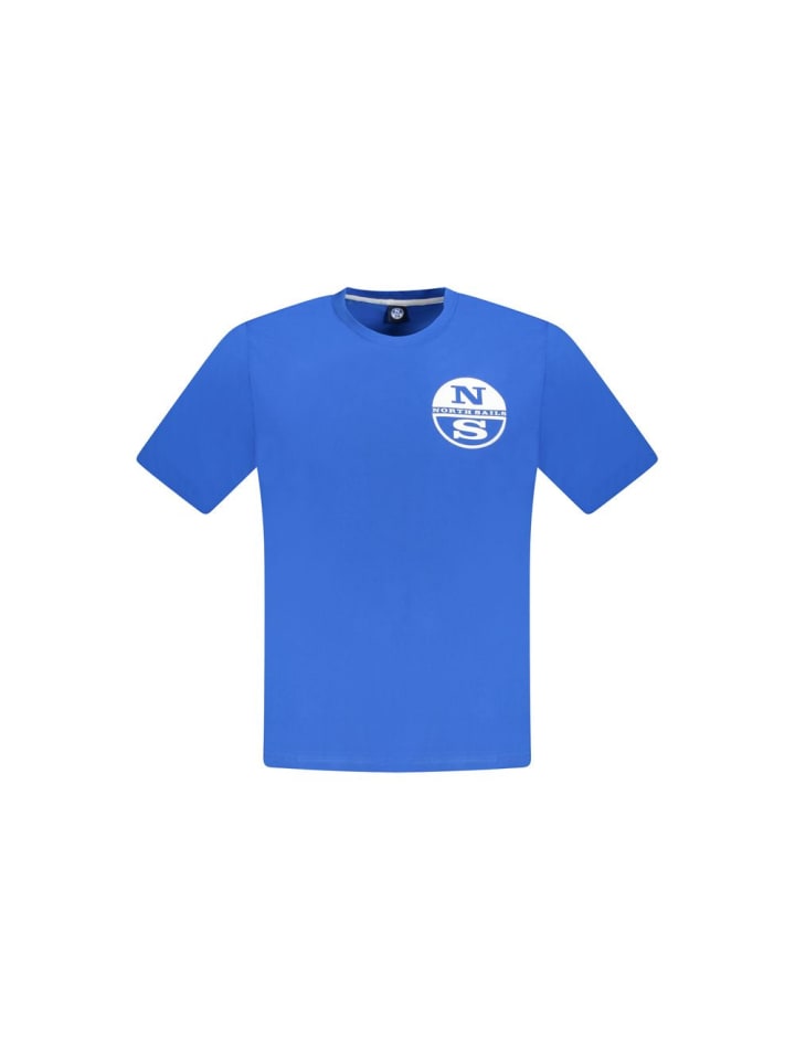 Blau Baumwolle Herren T-Shirt