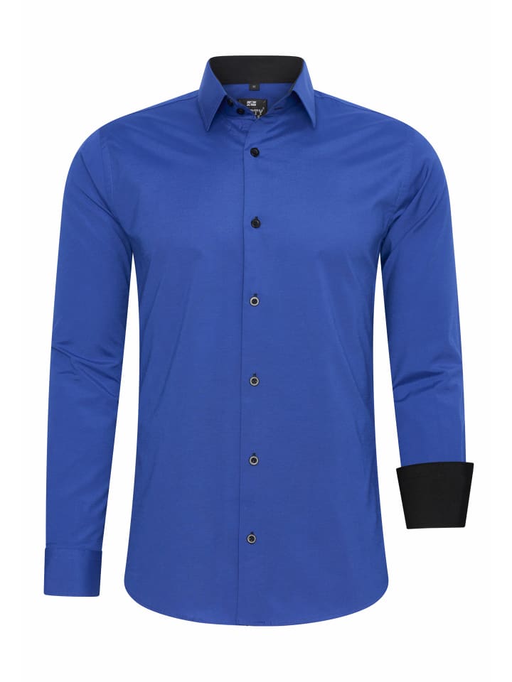 Business Hemd Slim Fit Premium Cotton-Stretch in Sax