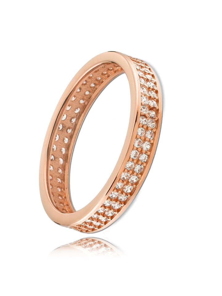 Ring Gold 333 Rosegold - 8 Karat 2-reihig Zirkonia Größe 56 (17,8)