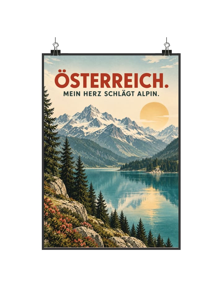 Poster Alpen zeitlos Design mit Spruch in Weiß