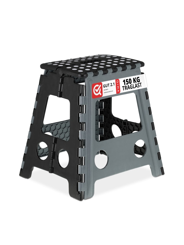 2 x Klapphocker in Schwarz/ Grau - (B)39 x (H)39 cm x (T)32 cm