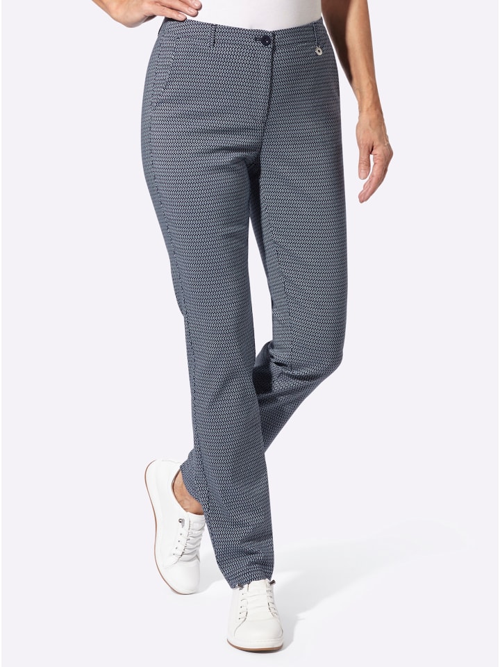 Bengalinhose in marine-rauchblau-gemustert
