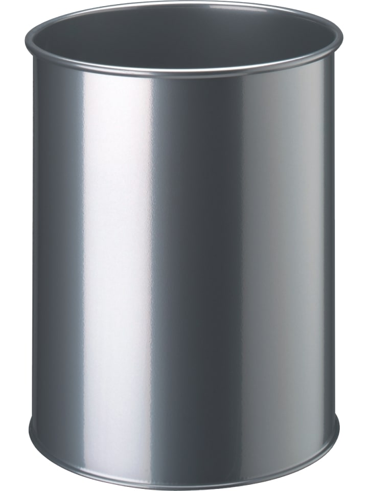 Papierkorb Metall rund 15l metallic silber