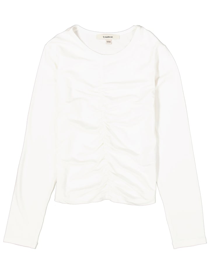 Langarmshirt mit modischen Raffungen in off white
