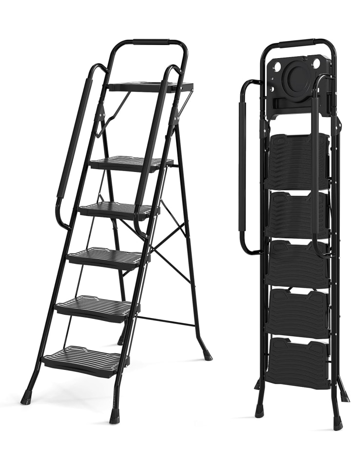 Leiter 5 Stufen 88 x 45 x 148 cm in Schwarz