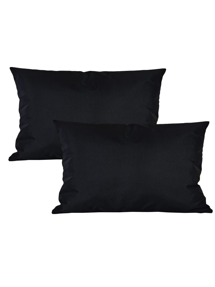 2er Set Outdoor Kissenhülle 40x60cm Uni in Schwarz