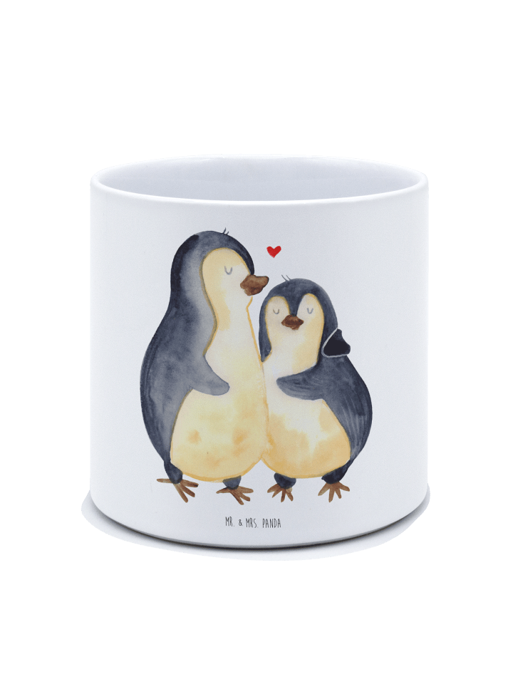 Pflanzenkübel groß Pinguin umarmen ohne Spruch in Weiß