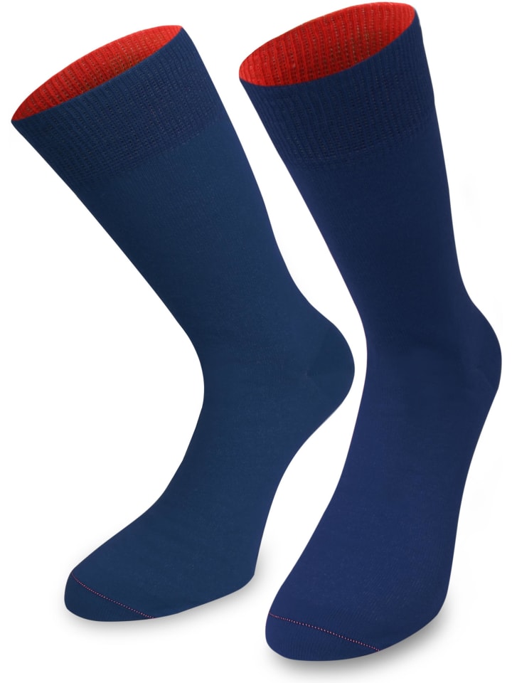 1 Paar Socken Bi-Color in Marine/Rot