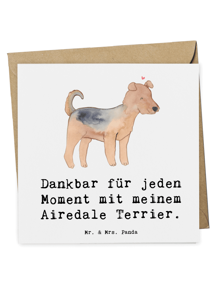 Deluxe Karte Airedale Terrier Moment mit Spruch in Weiß