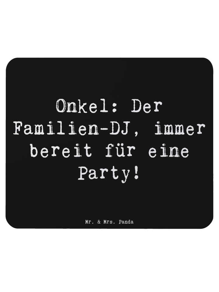 Mauspad Onkel Familien-DJ mit Spruch in Schwarz
