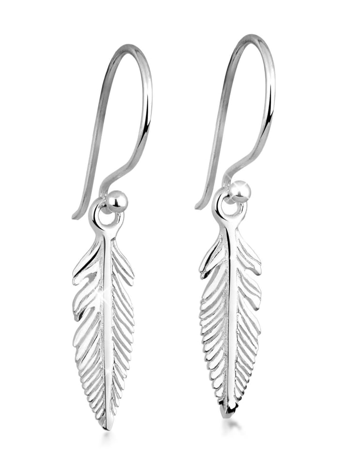 Ohrringe 925 Sterling Silber Feder in Silber