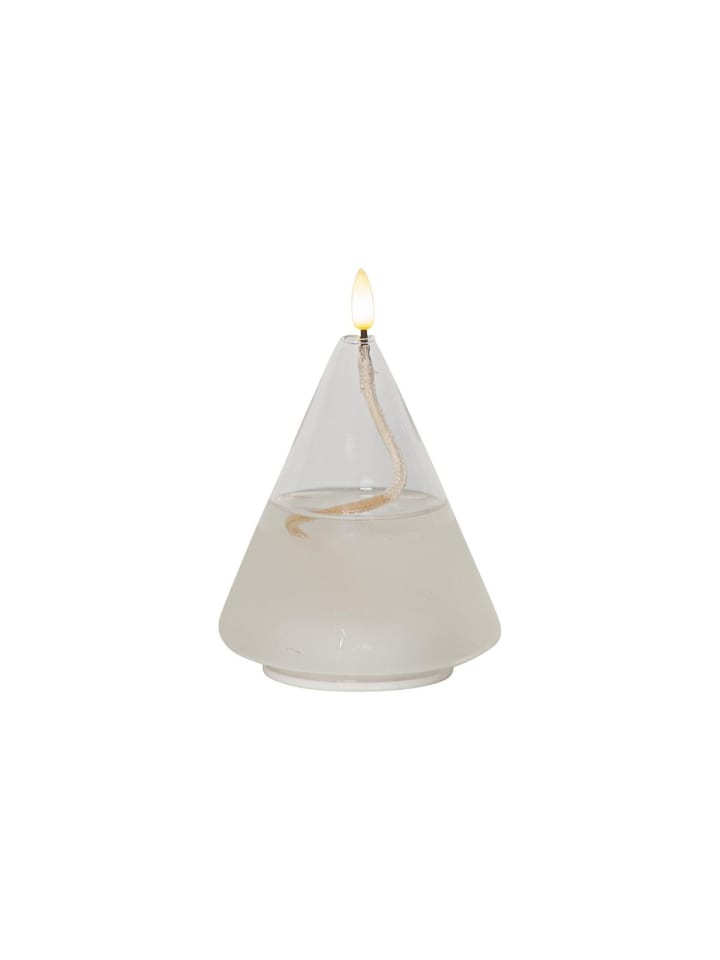LED Kerze ,Flamme Float' im Glas, Ölkerzen-Optik, Gelkerze mit Docht,