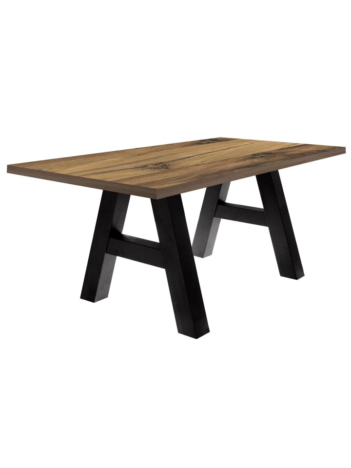 ESSZIMMERTISCH Elia 8 180 x 90 x 75 Esstisch Schwarzstahl/Plankeneiche