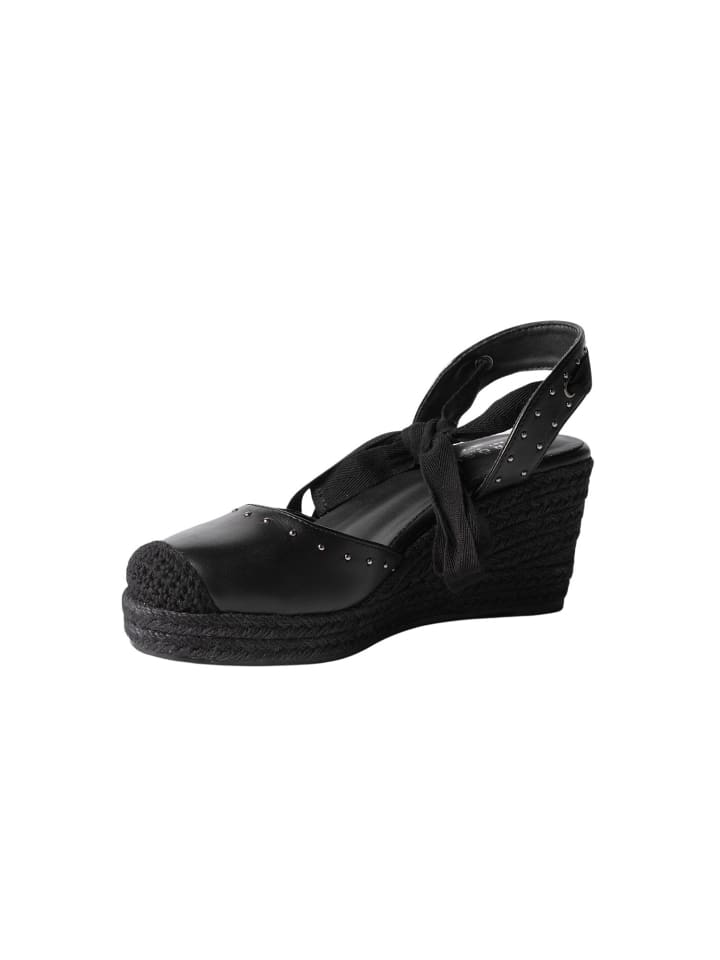 Sandalen mit hohem Ledereffekt in Schwarz
