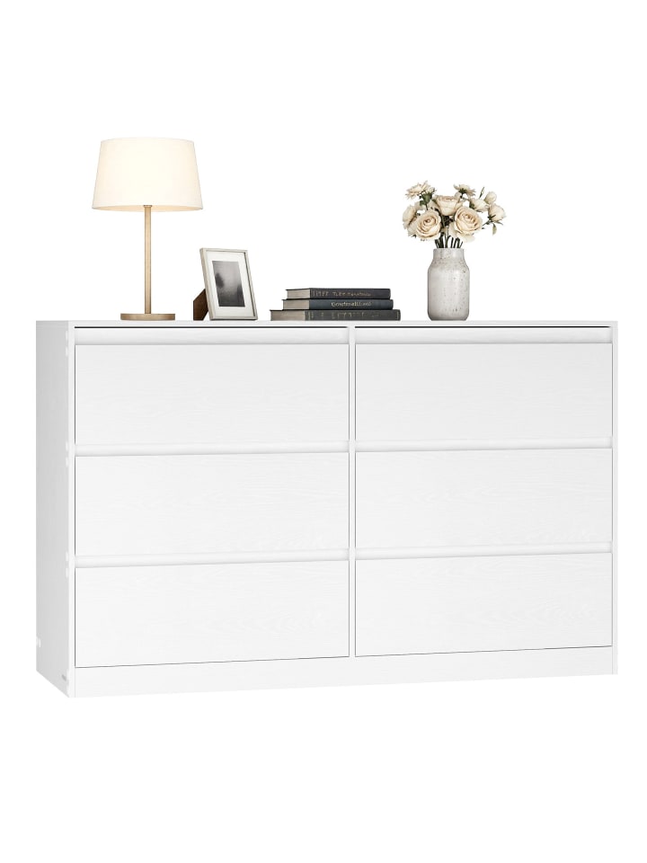 6er-Set: Kommode Kailyn in Weiß - (B)40 x (H)75 x (T)119.4 cm