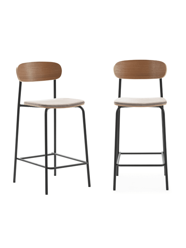 2er-Set Barkrukken ADRIANA in Taupe - (W)42 x (H)66 x (L)48 cm