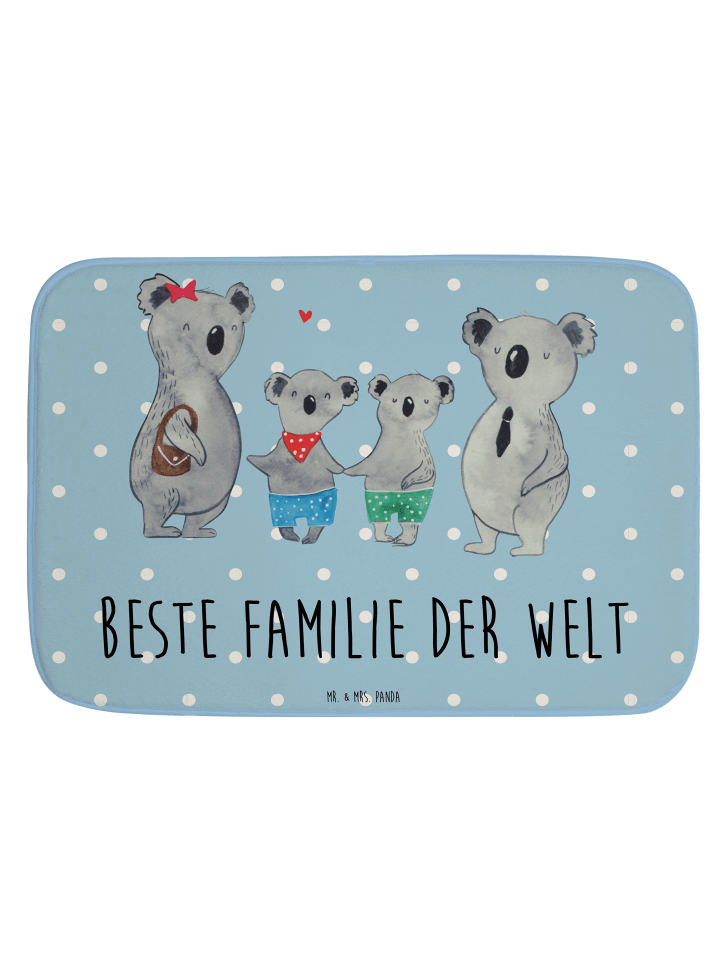Badematte Koala Familie zwei mit Spruch in Blau Pastell
