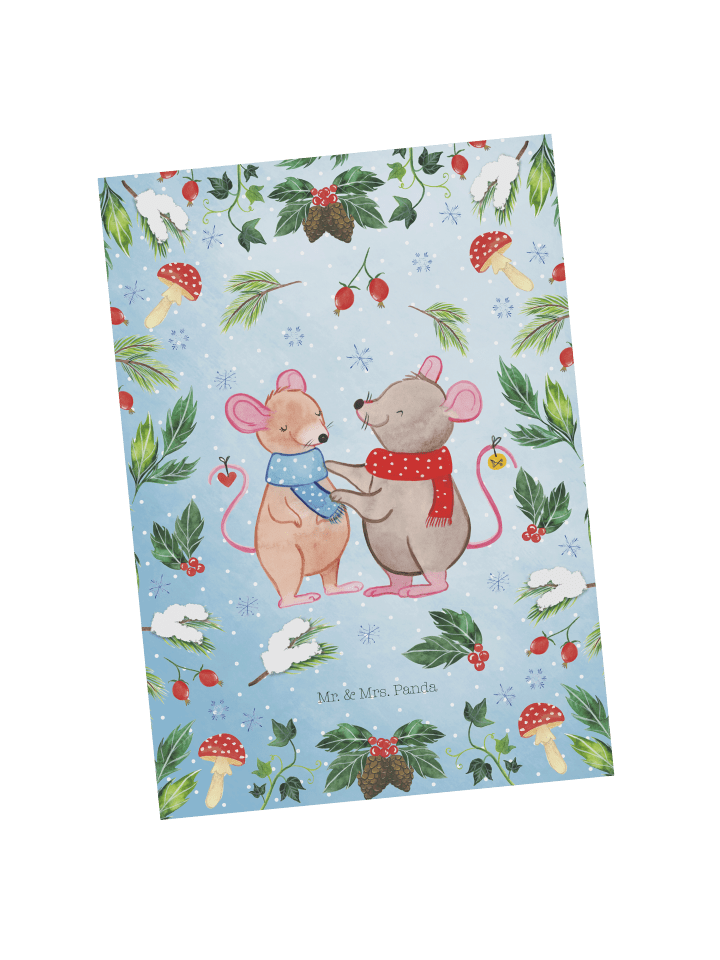 Postkarte Mäuse Weihnachten ohne Spruch in Weiß