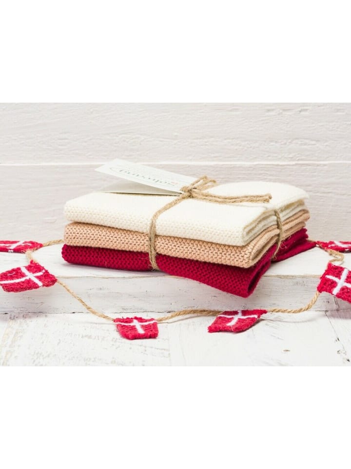 Wischtuch Natur Nougat Tief Rot Kombi 3er Set