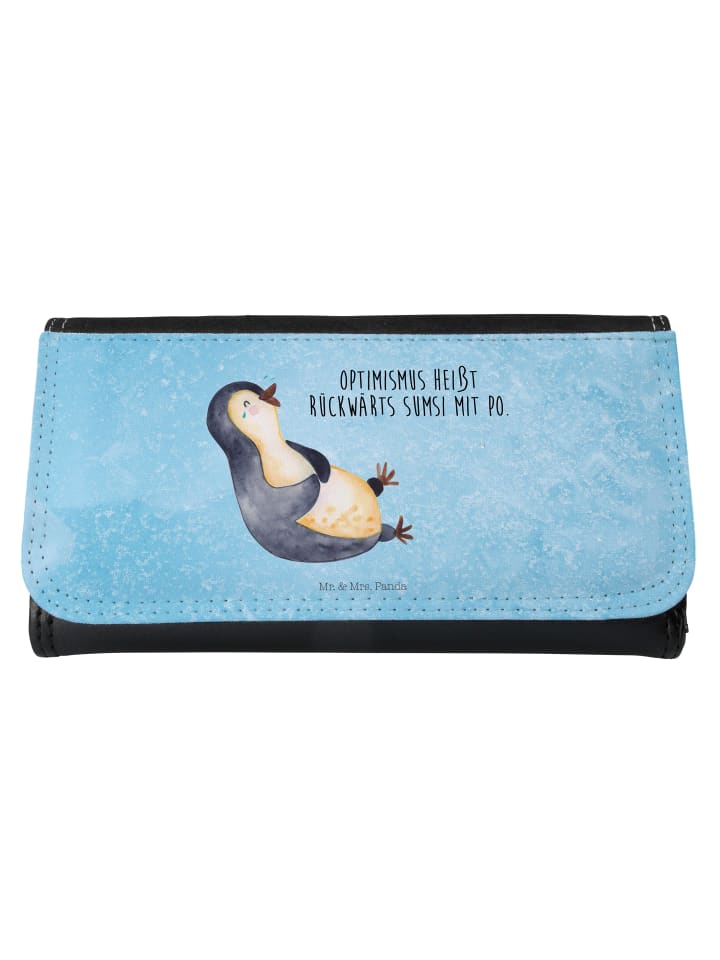 Portemonnaie Damen Pinguin Lachen mit Spruch in Eisblau