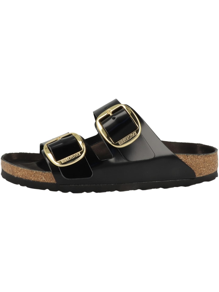 Sandale Arizona Big Buckle Naturleder Lack schmal in schwarz