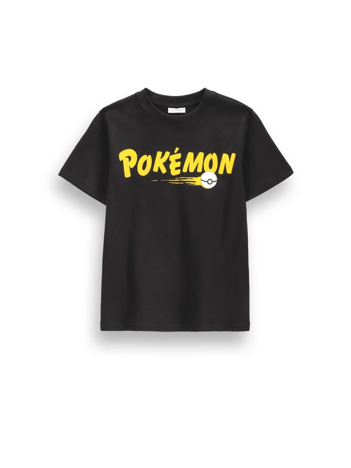 Baumwoll-T-Shirt mit kurzen Ärmeln in schwarz