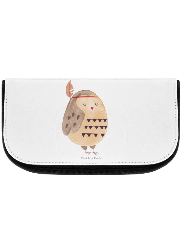 Beauty Bag Eule Federschmuck ohne Spruch in Weiß