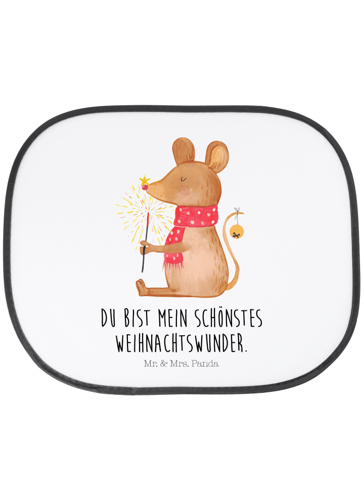 PKW Sonnenschutz Maus Weihnachten mit Spruch in Weiß
