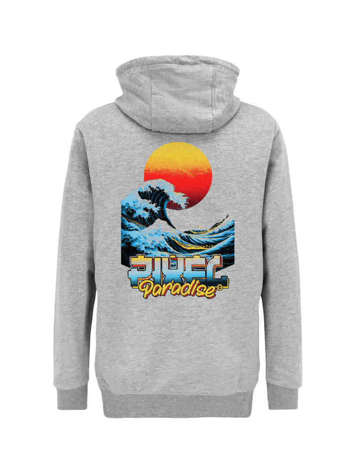 Hoodie Retro Pixel Wave Logo Graphic in Heather Grey