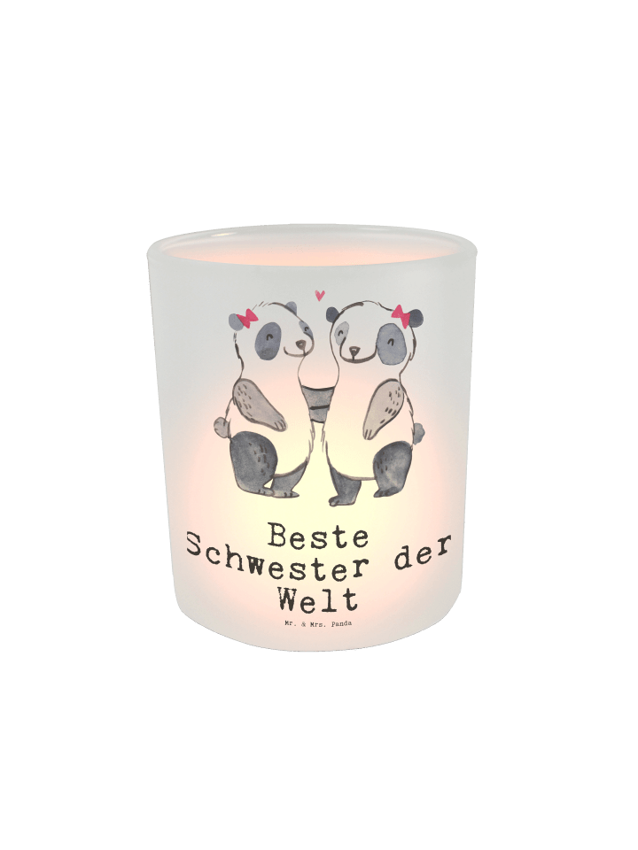 Teelichthalter Panda Beste Schwester der Welt m... in Transparent