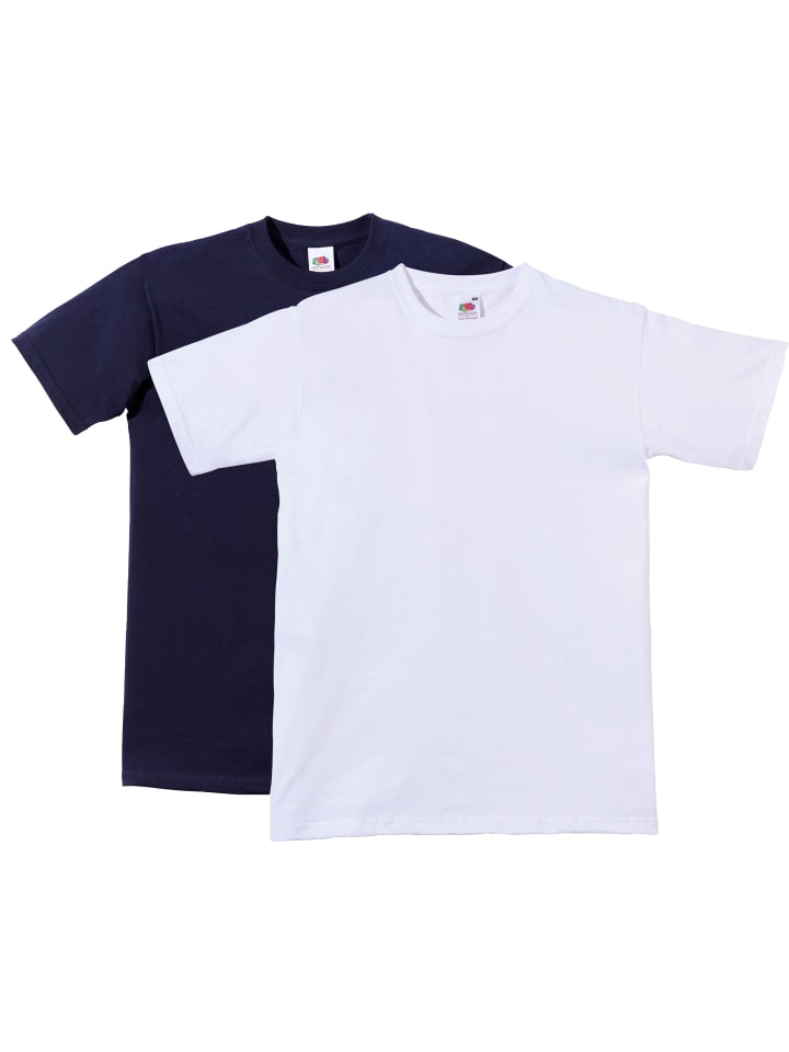 Single-Jersey Unisex-T-Shirt, 2er-Pack in dunkelblau/weiß