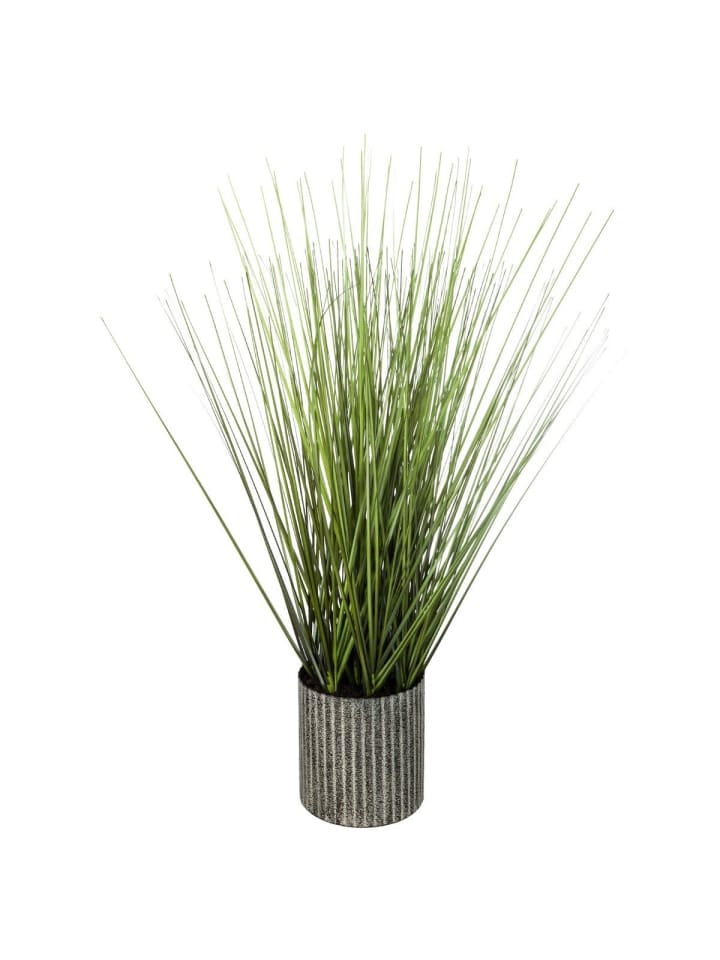 Künstliche Dekopflanze GRAS, grauer Topf in Grün, 45 cm