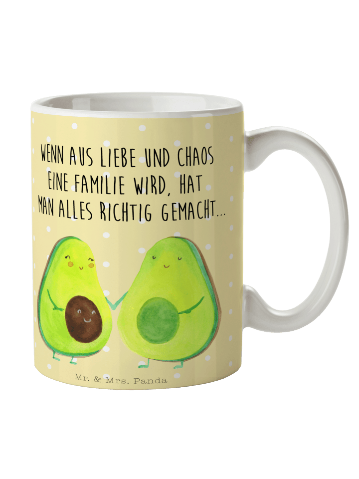 Tasse Avocado Pärchen mit Spruch in Gelb Pastell
