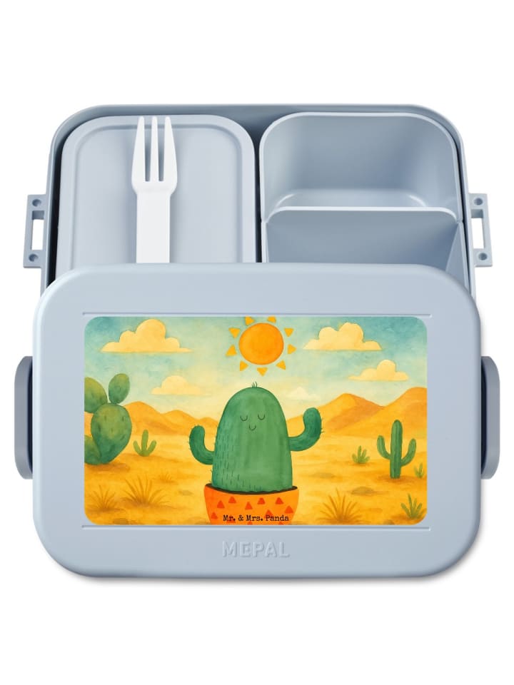Meal Prep Behälter Kaktus Sonne Design ohne Spruch in Blau Pastell