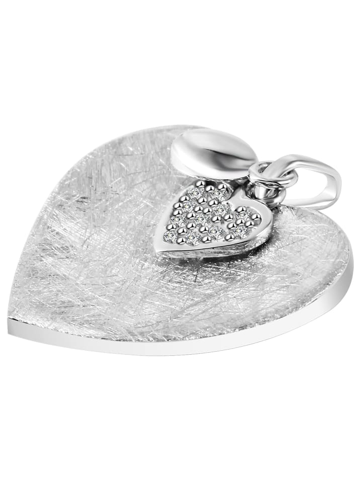 Damen Anhänger – Herz Herzanhänger aus 925 Silber mit Zirkonia in silber
