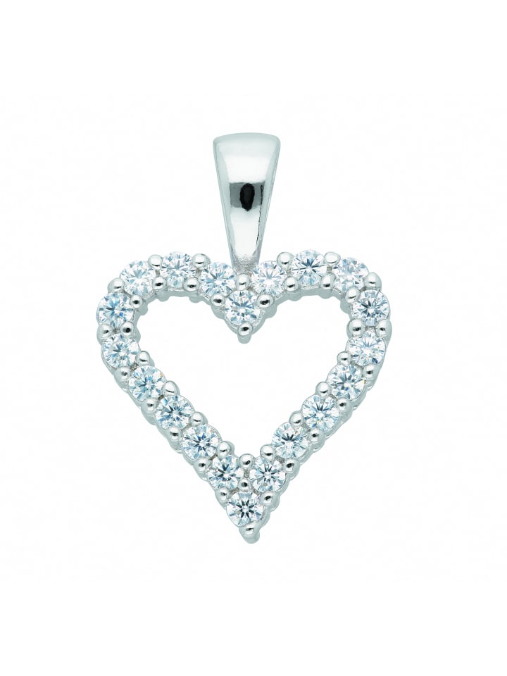 Damen 925 Silber Anhänger mit Zirkonia in silber