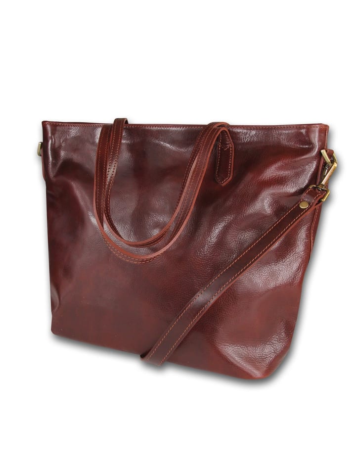 Leder Schultertasche, Shopper, Businesstasche Toscanto Tasche braun ca. 32cm