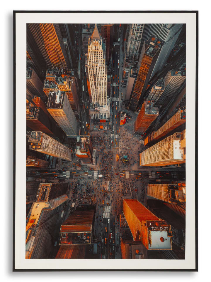 Gemälde auf lackierter Leinwand mit Rahmen und Reliefs, 72 × 4 × 102 cm
